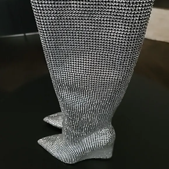 Gianni Bini GaborTwo Rhinestone Pointed Toe Tall Wedge Boots Size 7M