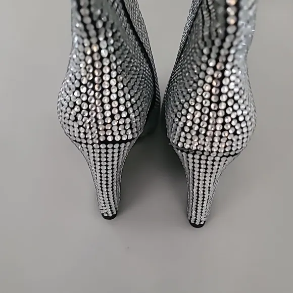 Gianni Bini GaborTwo Rhinestone Pointed Toe Tall Wedge Boots Size 7M