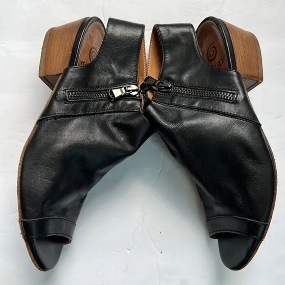 Gidigio black leather Long Beach Sandals double zip shoes