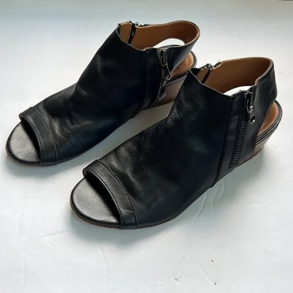 Gidigio black leather Long Beach Sandals double zip shoes