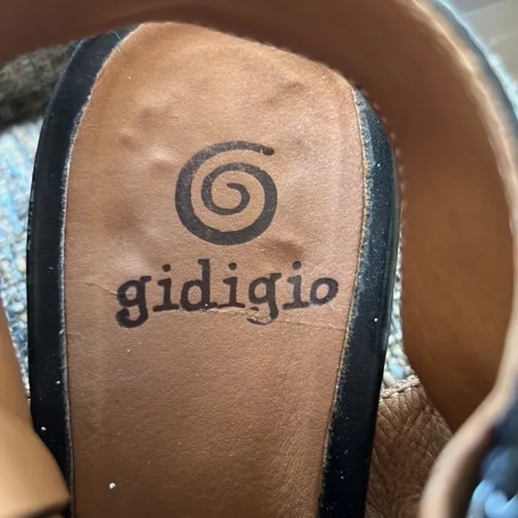 Gidigio black leather Long Beach Sandals double zip shoes