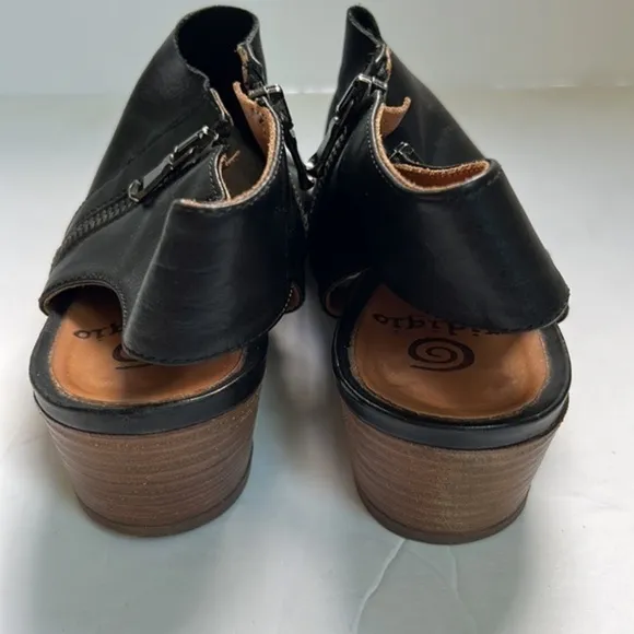 Gidigio black leather Long Beach Sandals double zip shoes