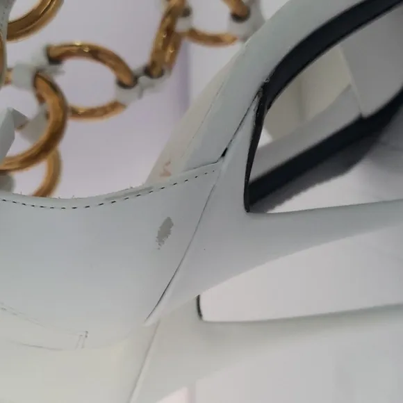 Giuseppe Zanotti White and Gold Chain Heeled Sandals