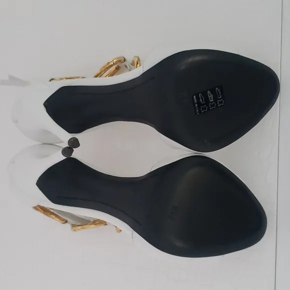 Giuseppe Zanotti White and Gold Chain Heeled Sandals