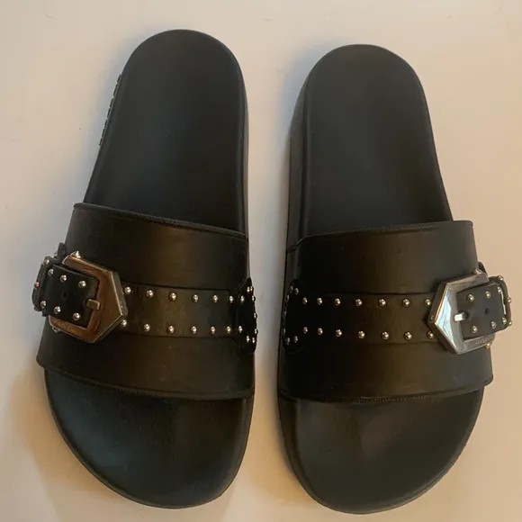 Givenchy Black Studded Slide Sandals Sz 7.5 Excellent Condition
