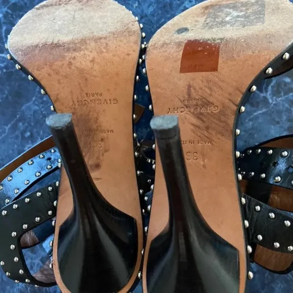 Givenchy Elegant Studded Leather Sandals Heels
