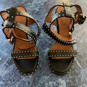 Givenchy Elegant Studded Leather Sandals Heels