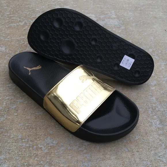 Gold Kids Puma Ledcat Jr Slides