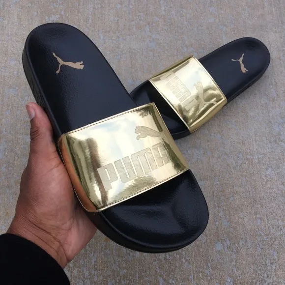 Gold Kids Puma Ledcat Jr Slides