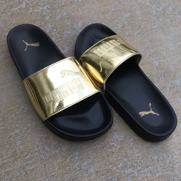 Gold Kids Puma Ledcat Jr Slides