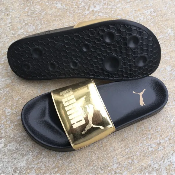 Gold Kids Puma Ledcat Jr Slides