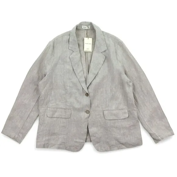 Grae Cove Boyfriend Linen Flax Blazer sz XXL Natural Beige Lagenlook Pockets NEW