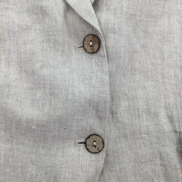 Grae Cove Boyfriend Linen Flax Blazer sz XXL Natural Beige Lagenlook Pockets NEW