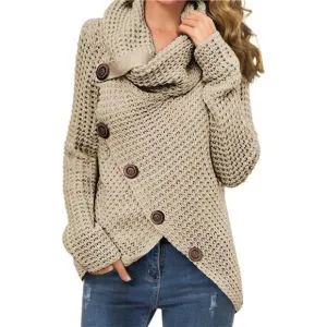 GRECERELLE Womens Turtleneck Sweaters 2024 Fall Chunky Long Sleeve Asymmetric