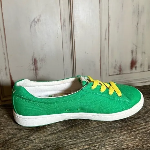 Green Yellow Retro Roxy Sneakers womens 8.5 surfer skater girl streetwear