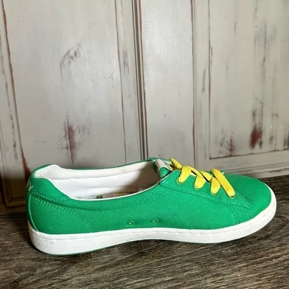 Green Yellow Retro Roxy Sneakers womens 8.5 surfer skater girl streetwear