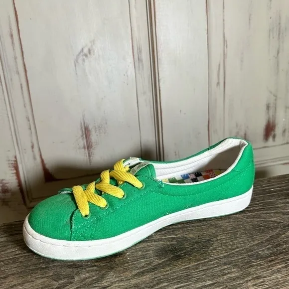 Green Yellow Retro Roxy Sneakers womens 8.5 surfer skater girl streetwear