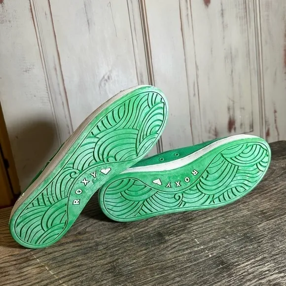 Green Yellow Retro Roxy Sneakers womens 8.5 surfer skater girl streetwear