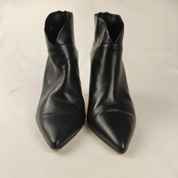 Grigiarancio V-Cut Pointed Toe Heeled Ankle Leather Boots Size 39 Glam Old Money