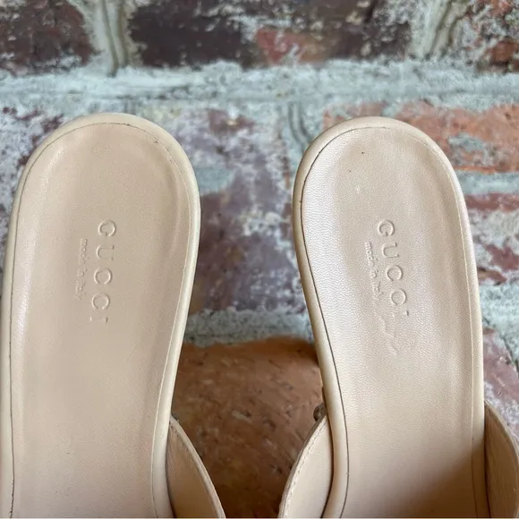 Gucci Hasler Horsebit Accent Leather Slide Heels 37