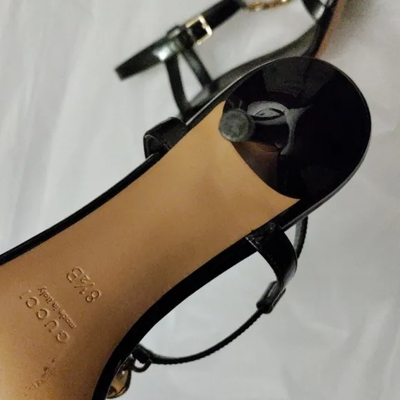 GUCCI Sand Pelle Vernice Soft Metal Sandals