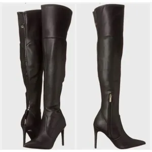 Guess Bowey Black Women's Over the Knee Vegan Stiletto Heels Boots 5