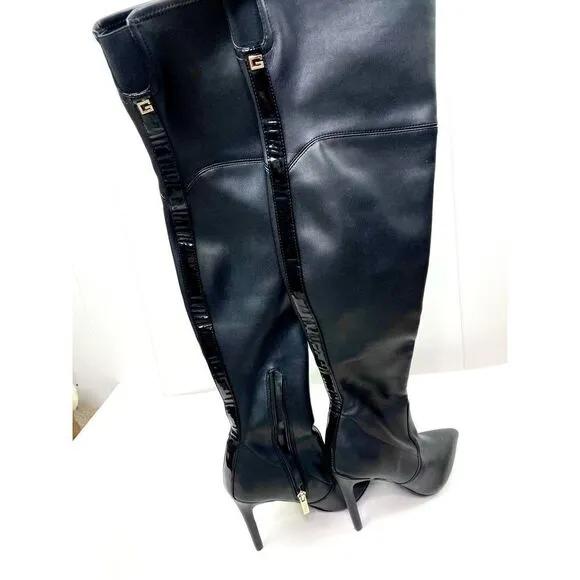 Guess Bowey Black Women's Over the Knee Vegan Stiletto Heels Boots 5