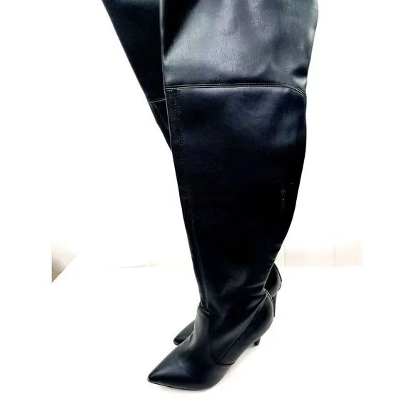 Guess Bowey Black Women's Over the Knee Vegan Stiletto Heels Boots 5
