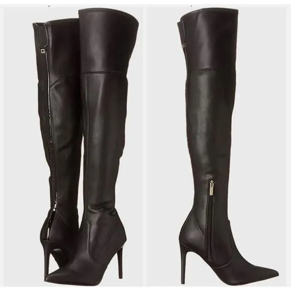 Guess Bowey Black Women's Over the Knee Vegan Stiletto Heels Boots 5