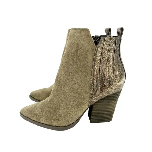 Guess Millie Boots Brown Suede Leather Pointed Toe Ankle SZ 7.5 New