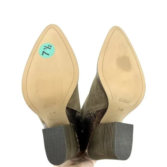 Guess Millie Boots Brown Suede Leather Pointed Toe Ankle SZ 7.5 New