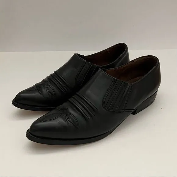 GUESS Vintage 80s Western Booties Low Cut Boots Black Leather Made in Spain 6.5