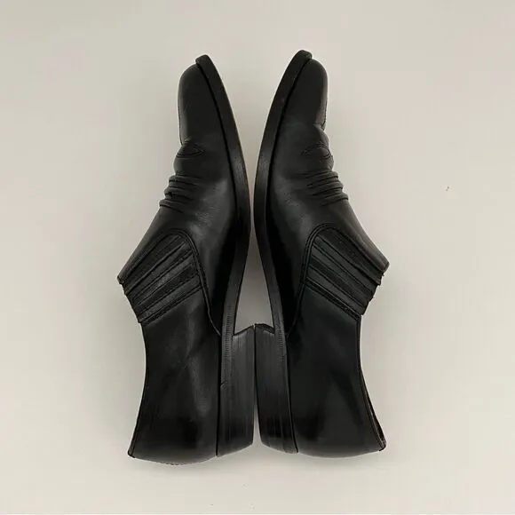 GUESS Vintage 80s Western Booties Low Cut Boots Black Leather Made in Spain 6.5
