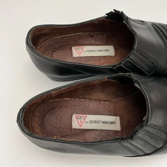 GUESS Vintage 80s Western Booties Low Cut Boots Black Leather Made in Spain 6.5