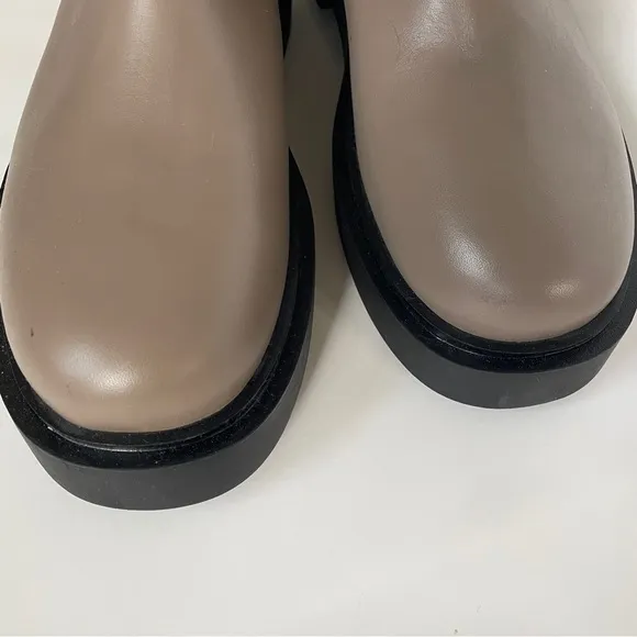 H&amp;M NWOB Genuine Leather Chunky Platform Brown Ankle Boots Combat 11