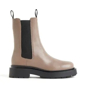 H&amp;M NWOB Genuine Leather Chunky Platform Brown Ankle Boots Combat 11