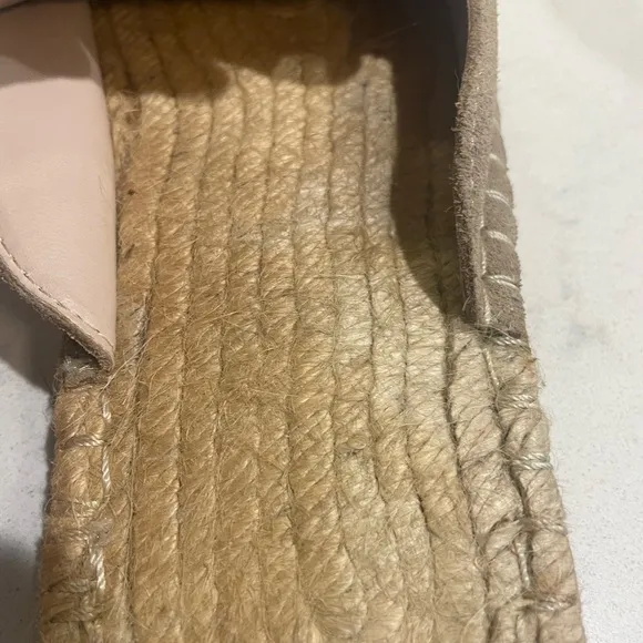 Hand Made Slip on Tan &amp; Cream Mule Espadrille Loafers Size 7 Like New!
