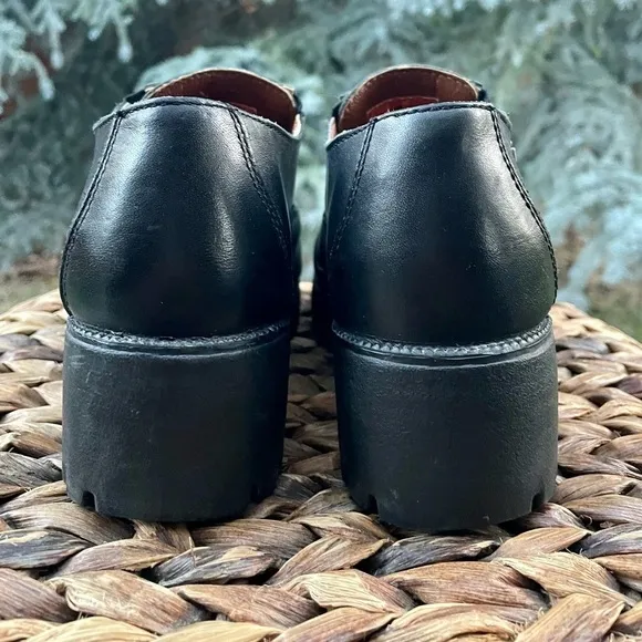 Harley Davidson Amherst Black Leather  Chunky Platform Ankle Boot Shoe. Size 6