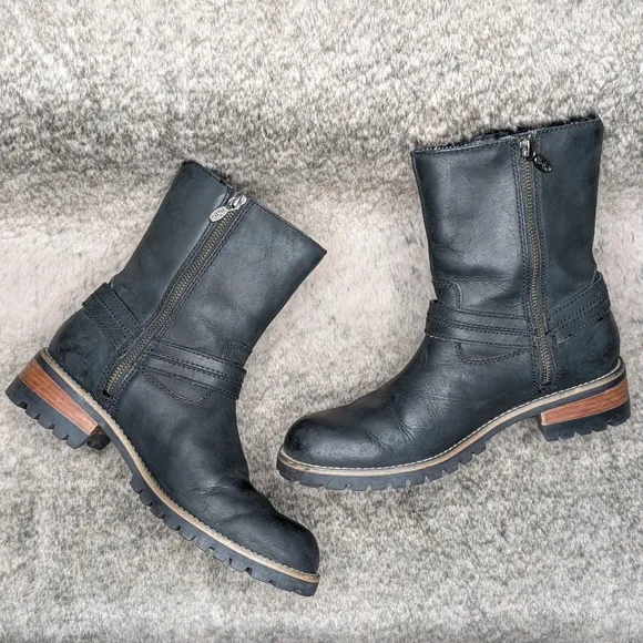 Harley Davidson Harness Side Zip Motorcycle Boot Chunky Lug Black Women's 8