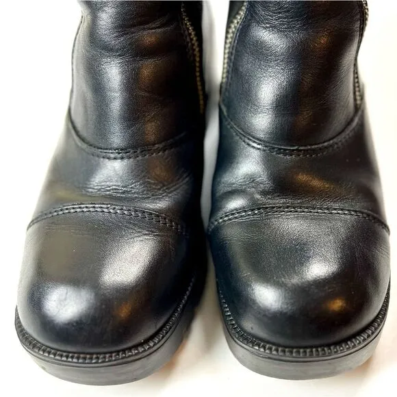 Harley Davidson Amherst Leather Double Zip Chunky Heel Ankle Boots