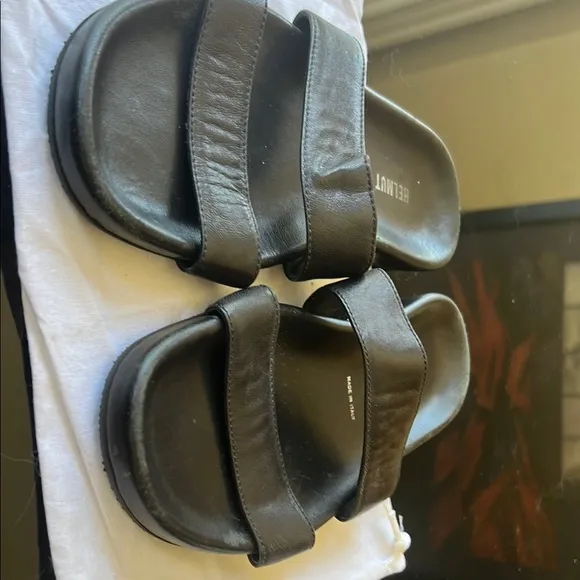Helmut Lang Men’s /Unisex Black Leather Slide Sandals UK 6/71/2 -8