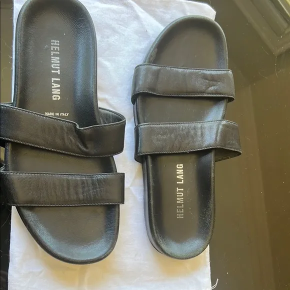 Helmut Lang Men’s /Unisex Black Leather Slide Sandals UK 6/71/2 -8