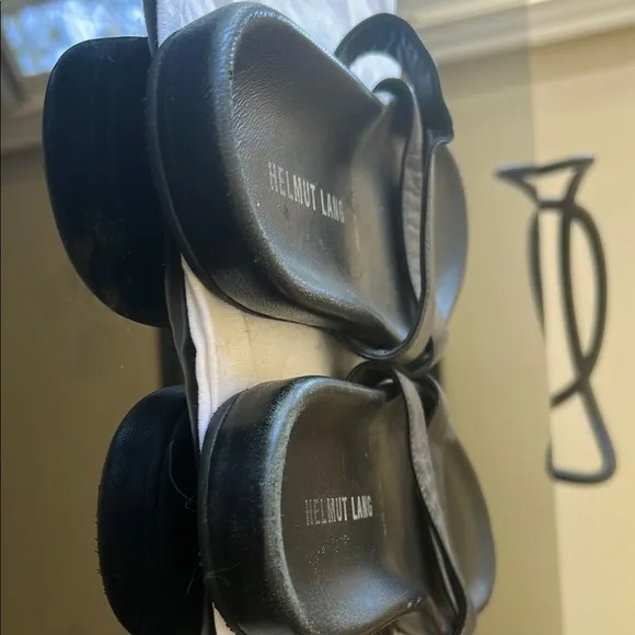 Helmut Lang Men’s /Unisex Black Leather Slide Sandals UK 6/71/2 -8