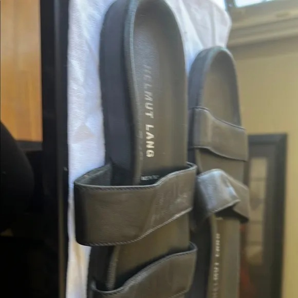 Helmut Lang Men’s /Unisex Black Leather Slide Sandals UK 6/71/2 -8