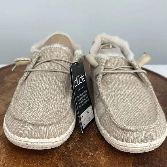 Hey Dude Shoes Wm 6 Wendy Funk Wool Beige Moccasin Comfort Loafers