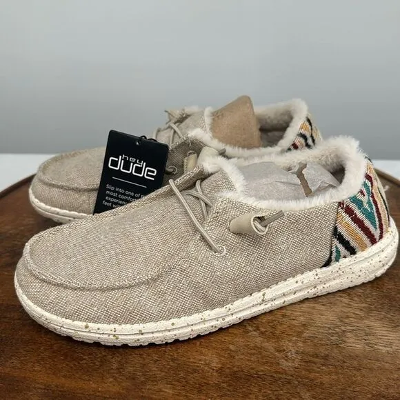 Hey Dude Shoes Wm 6 Wendy Funk Wool Beige Moccasin Comfort Loafers