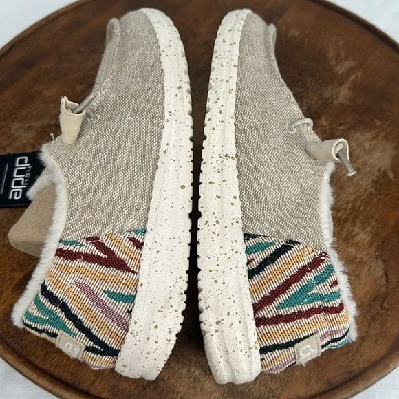 Hey Dude Shoes Wm 6 Wendy Funk Wool Beige Moccasin Comfort Loafers