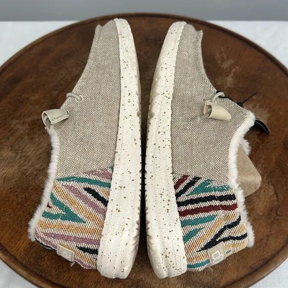 Hey Dude Shoes Wm 6 Wendy Funk Wool Beige Moccasin Comfort Loafers