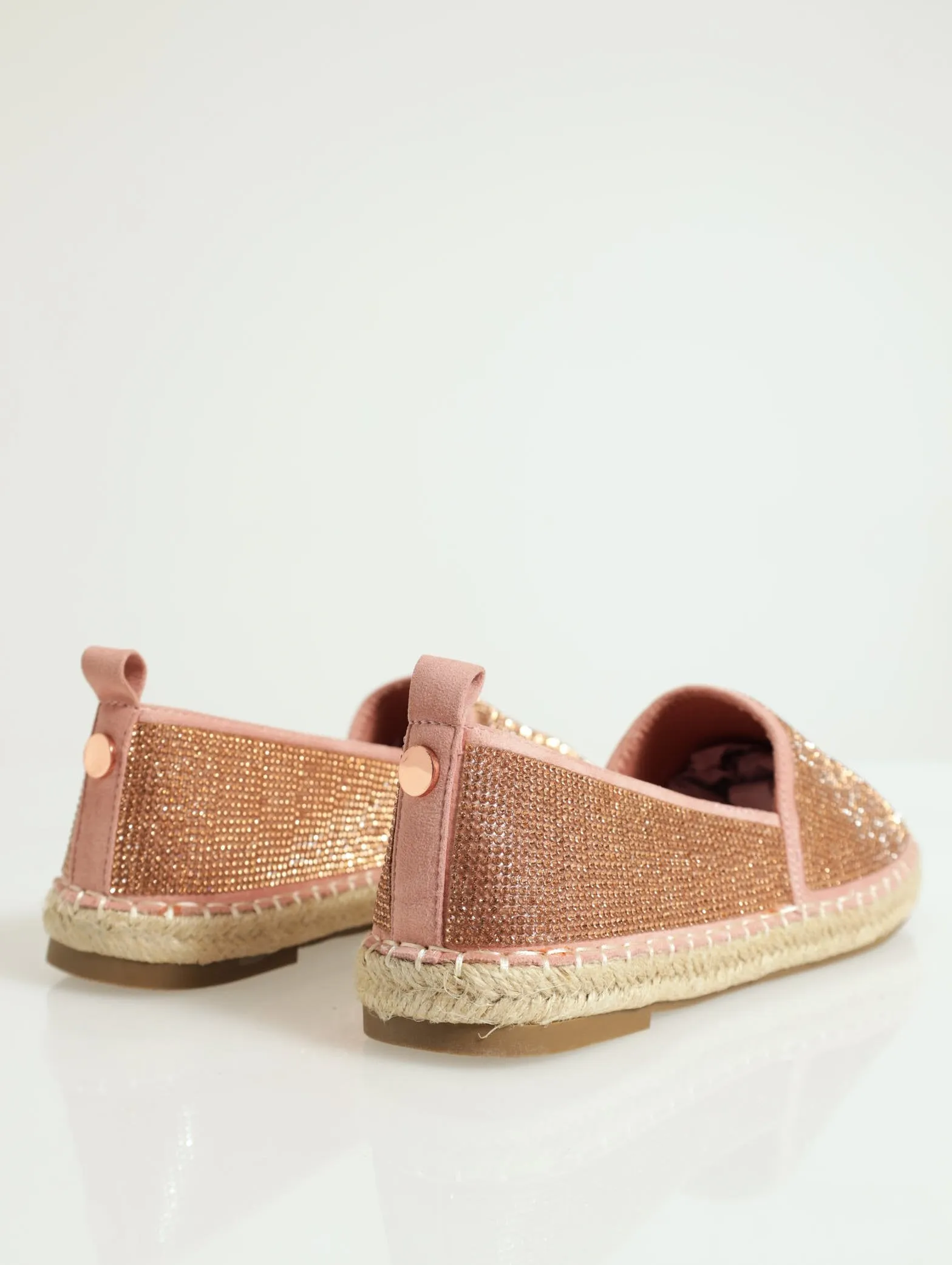 High Vamp Glitz Slip On Espadrille Shoe - Rose