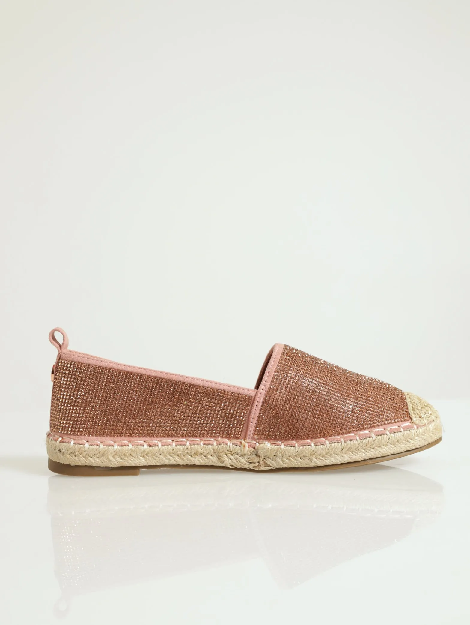 High Vamp Glitz Slip On Espadrille Shoe - Rose